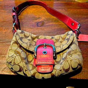 Coach purse - pink and tan - vintage